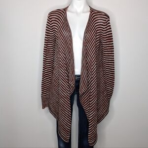 Volcom Red White Black Striped Cotton Open Cardigan Sweater L